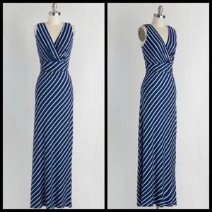 Adore County Maxi Dress in Navy Stripes